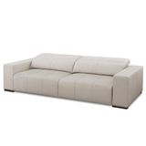Sofá Decorativo Barbosa 3 Lugares Sala De Estar 250cm Reclinável E Retrátil Couro Off White