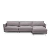 Sofá Decorativo Karine 6 Lugares Sala De Estar 360cm Com Chaise Pés Em Aço Couro Avelã