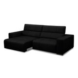Sofá Decorativo Barbosa 3 Lugares Sala De Estar 250cm Reclinável E Retrátil Couro Preto