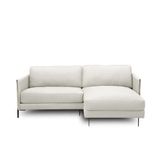 Sofá Decorativo Karine 3 Lugares Sala De Estar 230cm Com Chaise Pés Em Aço Couro Off White