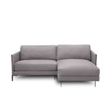 Sofá Decorativo Karine 3 Lugares Sala De Estar 230cm Com Chaise Pés Em Aço Couro Avelã