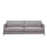 Sofá Decorativo Karine 3 Lugares Sala De Estar 210cm Pés Em Aço Couro Avelã