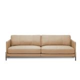 Sofá Decorativo Karine 3 Lugares Sala De Estar 210cm Pés Em Aço Couro Nude