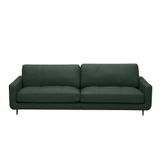 Sofá Decorativo Isaac 3 Lugares Sala De Estar 210cm Pés Em Aço Couro Verde Musgo