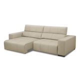 Sofá Decorativo Barbosa 3 Lugares Sala De Estar 250cm Reclinável E Retrátil Couro Bege