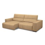 Sofá Decorativo Barbosa 3 Lugares Sala De Estar 230cm Reclinável E Retrátil Couro Nude