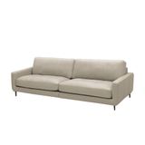 Sofá Decorativo Isaac 3 Lugares Sala De Estar 240cm Pés Em Aço Couro Bege