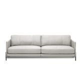 Sofá Decorativo Karine 3 Lugares Sala De Estar 210cm Pés Em Aço Couro Off White