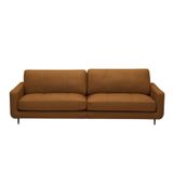 Sofá Decorativo Isaac 3 Lugares Sala De Estar 240cm Pés Em Aço Couro Caramelo