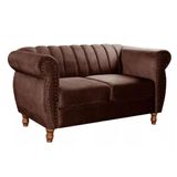 Sofá Realeza Decorativo Chesterfield Namoradeira Retrô Marrom