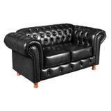 Sofá Luís Xv 2 Lugares Namoradeira Chesterfield Vintage Preto