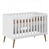 Berço Mini Cama Retrô Noah Branco Acetinado Plla