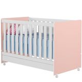 Berço Mini Cama 2 Em 1 Encanto Branco Rosa Plla