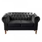 Sofá Dom Pedro 2 Lugares Chesterfield Namoradeira Captonê Preto
