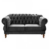 Sofá Namoradeira Duquesa 2 Lugares Chesterfield Imperial Cinza Grafite