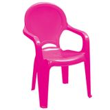 CADEIRA PLASTICA MONOBLOCO COM BRACOS INFANTIL TIQUETAQUE ROSA