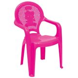 CADEIRA PLASTICA MONOBLOCO COM BRACOS INFANTIL ESTAMPADA CATTY ROSA