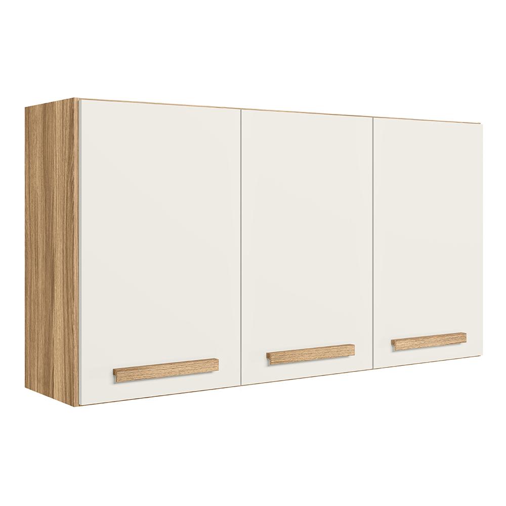 Armario Aereo De Cozinha Intenza 120 Cm Com 3 Portas Freijo/off White