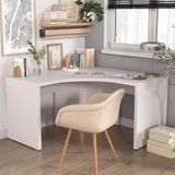 Mesa De Escritório Em L Tamburato Acabamento Em Bp 135cm Ficus Cabecasa Madeiramadeira Branco