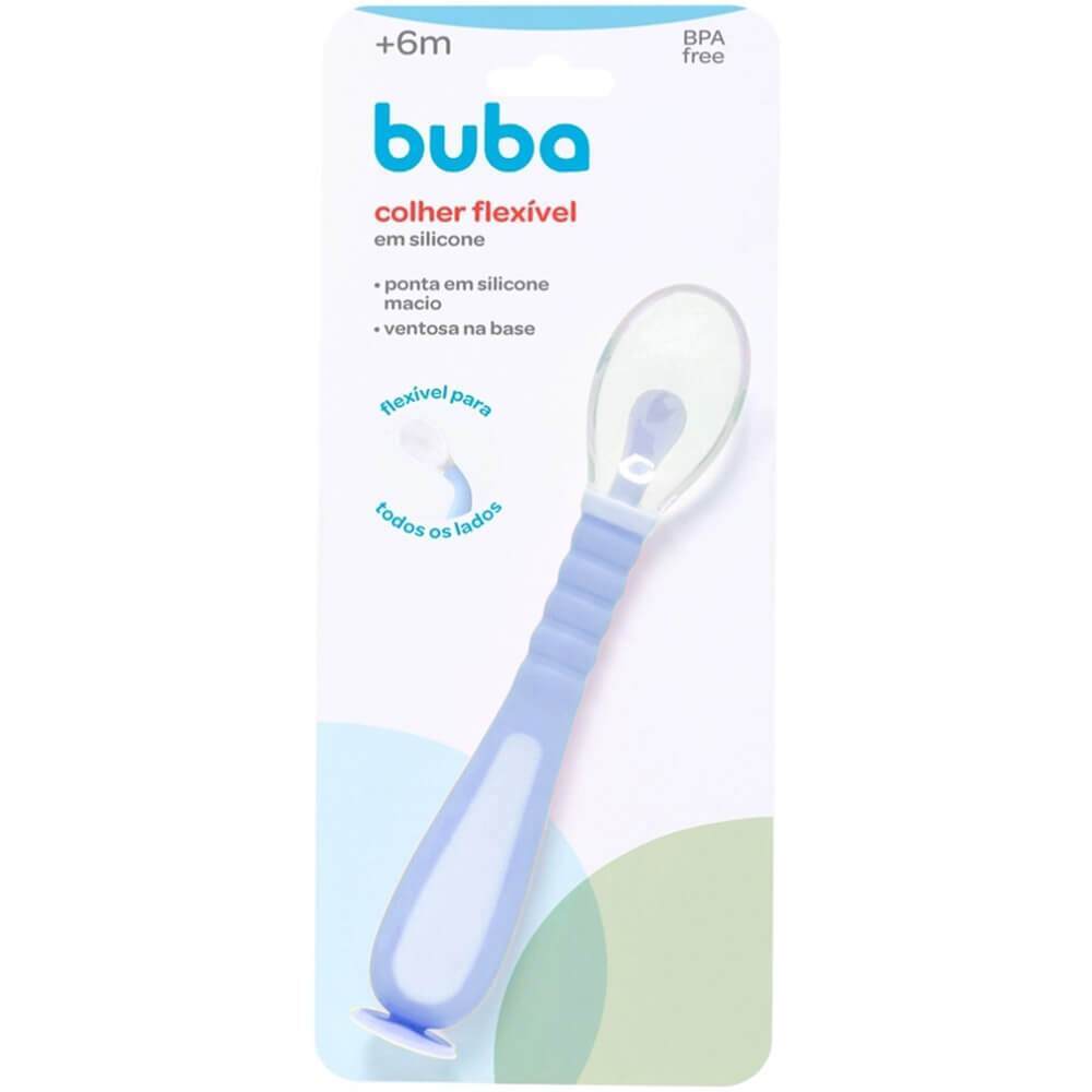 Colher Flexivel Em Silicone Azul Buba