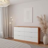 Cômoda 6 Gavetas Hera Cabecasa Madeiramadeira Louro/branco Geada
