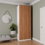 Guarda-roupa 2 Portas Com Cabideiro E 2 Gavetas Hera Cabecasa Madeiramadeira Branco Geada/louro