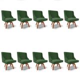 Kit 10 Cadeiras Estofadas Giratória Para Sala De Jantar Lia Suede Verde - Ibiza