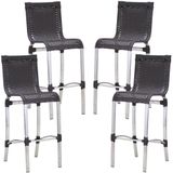 4 Banquetas Alta Haiti Alumínio Fibra Cozinha Balcão Edícula Preto