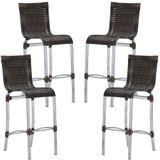 4 Banquetas Alta Haiti Alumínio Fibra Cozinha Balcão Edícula Cappuccino