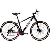Bicicleta Aro 29 Ksw Xlt 24v Freio A Disco Suspensão Mountain Bike - Preto-vermelho-branco Tam.17