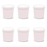 6 Potes Para Alimentos 500 Ml Branco Com Tampa Pp 11x9,5 Cm