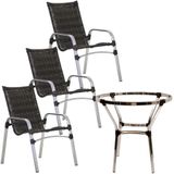 3 Cadeiras Emily E Mesa Sem Tampo Alumínio Trama Original Pedra Ferro