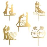 Cake Topper Homesogood Wedding Bride Groom Acrílico Dourado 16 Cm