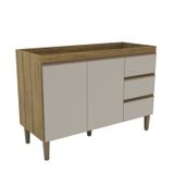 Armário Balcão De Cozinha 120cm Com 2 Portas E 3 Gavetas 2407 Mel/arenas