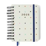 Agenda Planner 2025 Bossa Nova Diária Wire-o 11,5x16cm Pontos Off White Cicero