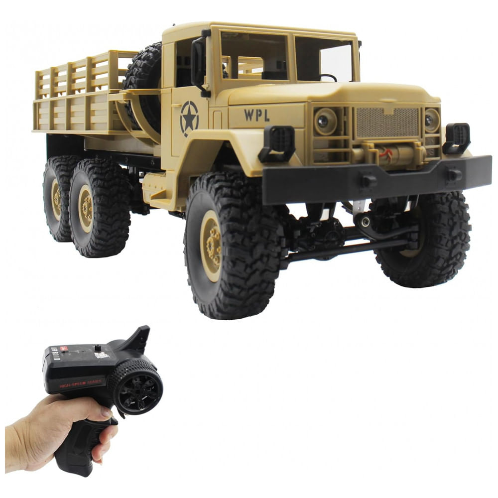 Caminhão Off-road Militar Rc 6wd Com Controle Remoto, Para Todo-terreno E Rack De Carregamento, Spobot