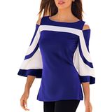 Blusa Queenie Visconti Feminina Azul Branca Colorblock