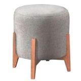 Puff Decorativo Redondo Eloá Suede Cinza