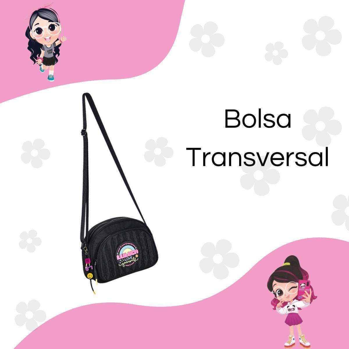 Bolsas Love Clip Bolsa Transversal Preta De Nylon Luluca Love