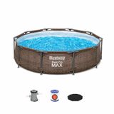 Piscina Estrutural 4.678L Circular Rattan Deluxe + Filtro 110V + Capa Bestway