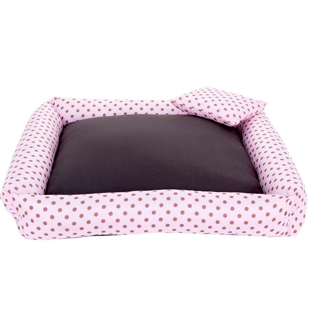 Cama Pet Cachorro Ou Gato Poa Porte Grande Marrom E Rosa