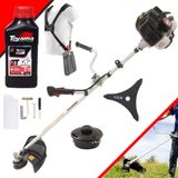 Máquina De Cortar Grama À Gasolina Kw52le Kawashima 52cc 2,5hp Motor 2t Roçadeira Lateral Completa Com Lâmina 3 Pontas E Carretel + Óleo Toyama 2t