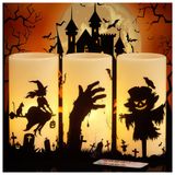 Velas Led Sem Chamas De Cera Real A Bateria Para Decoração De Halloween, 3 Un