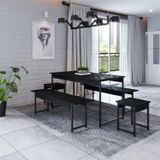 Conjunto Mesa De Jantar Com 2 Bancos 2 Banquetas Estilo Industrial Active Yescasa Preto Ônix