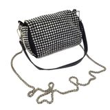 Bolsa Feminina Transversal Pequena Strass Brilho Alça De Corrente Festa Casamento Balada Preto