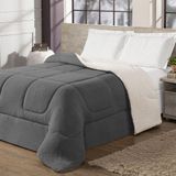 Coberdrom Cobertor King 1 Peça Maya Manta Soft E Sherpa De Carneiro 100% Poliéster Cor:cinza