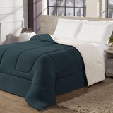 Coberdrom Cobertor King 1 Peça Maya Manta Soft E Sherpa De Carneiro 100% Poliéster Cor:azul