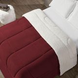 Coberdrom Cobertor Solteiro 1 Peça Maya Manta Soft E Sherpa De Carneiro 100% Poliéster Vermelho