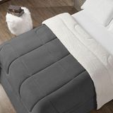 Coberdrom Cobertor Solteiro 1 Peça Maya Manta Soft E Sherpa De Carneiro 100% Poliéster Cor:cinza