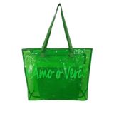 Kit Bolsa Sacola Amo O Verão De Silicone Leve De Ombro Com Alça Confortável De Praia Verde Escu